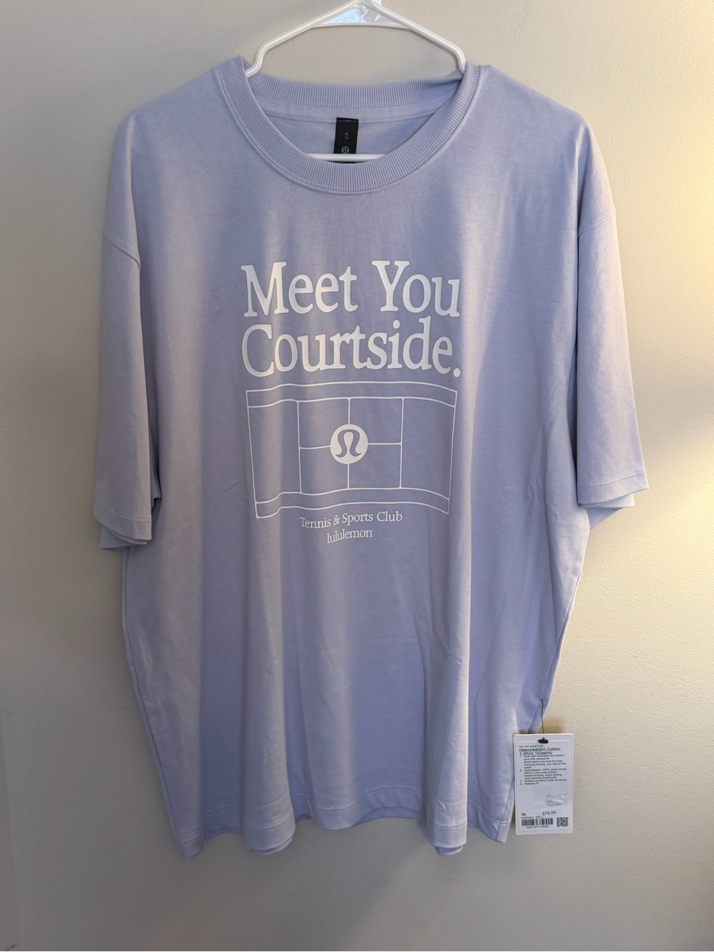 NWT Lululemon Heavyweight Cotton Tee with Meet You Courtside Serene Blue size XL
